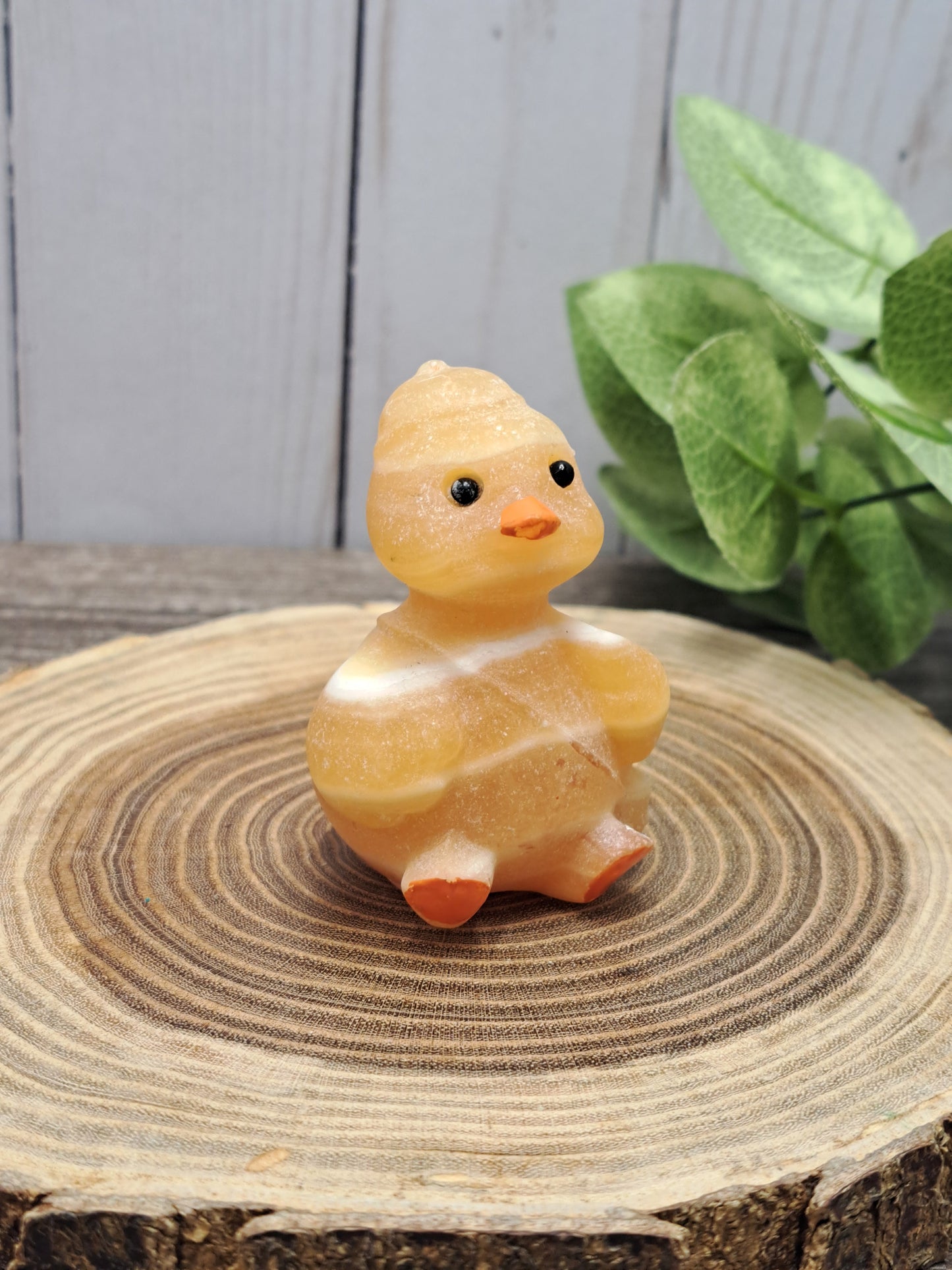 Duck Carving - Orange Calcite