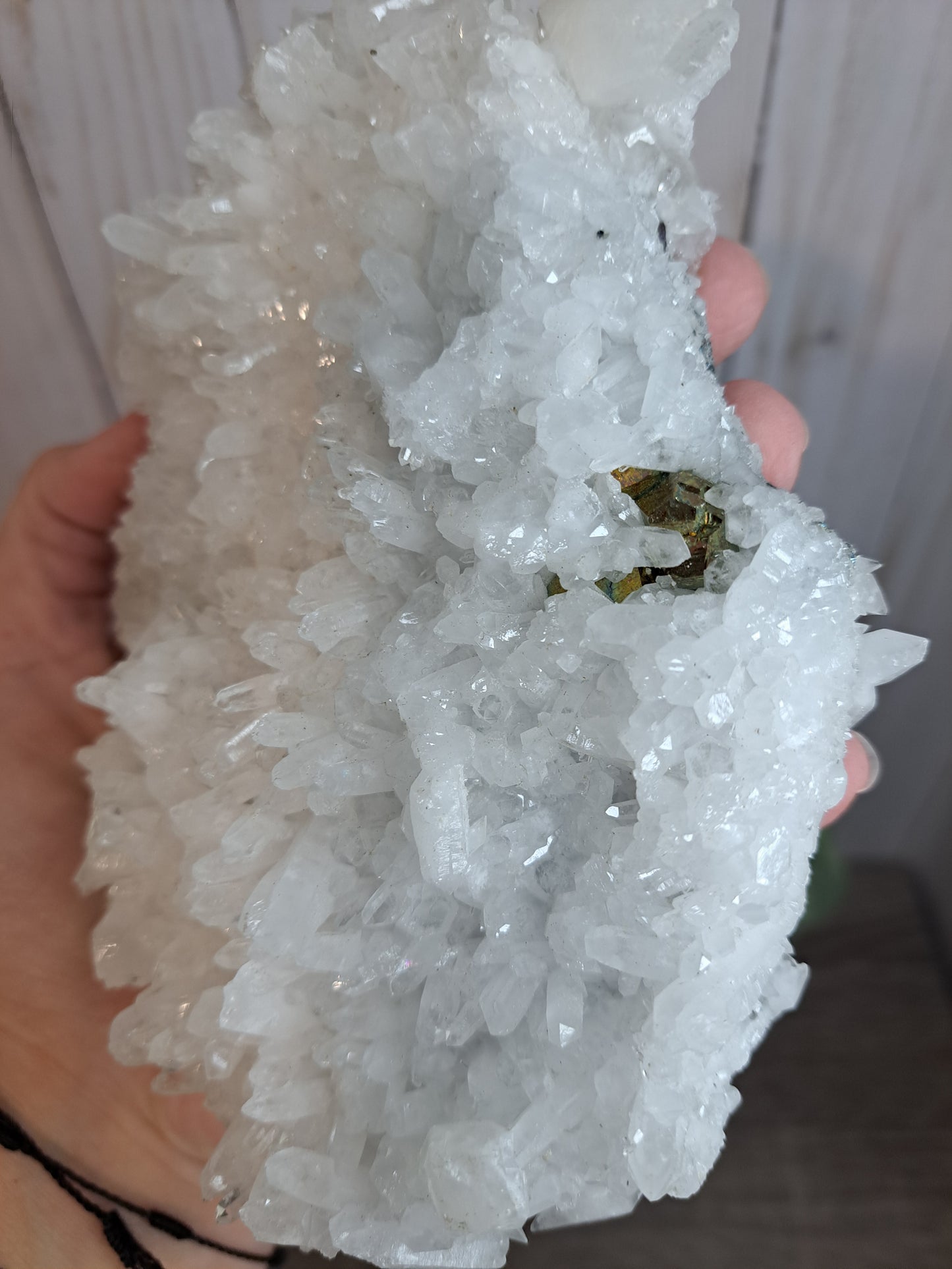 Chrysanthemum Quartz with Pyrite - Statement Cluster