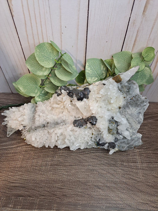 Chrysanthemum Quartz with Pyrite and other inclusions - Statement Cluster