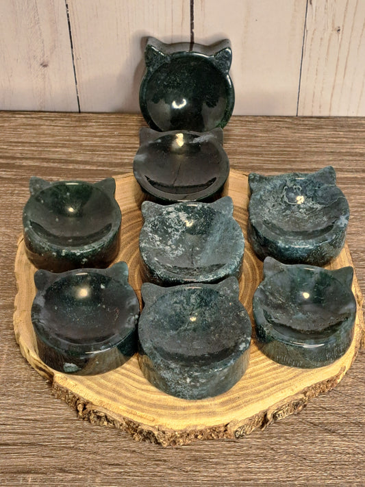 Cat Head Bowls - Moss Agate