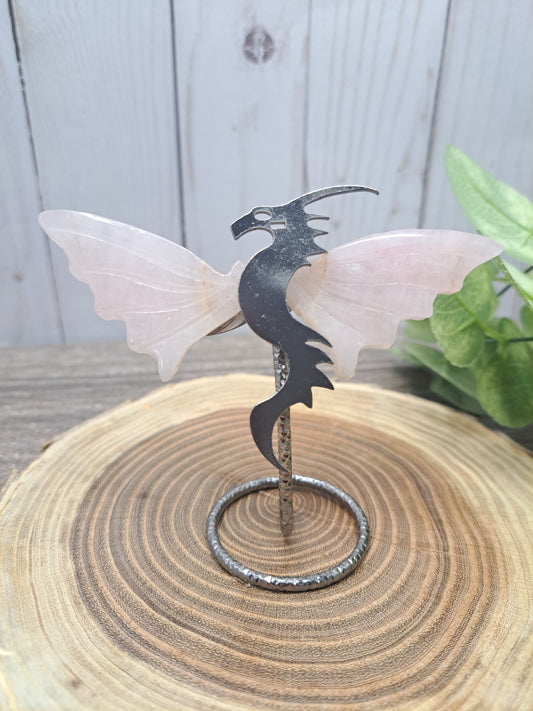 Dragon Wings on Stand - Rose Quartz