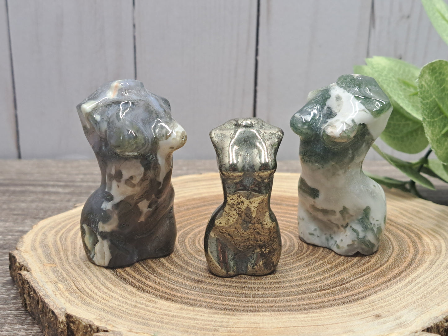 Goddess Body - Small Pyrite and Moss Agate