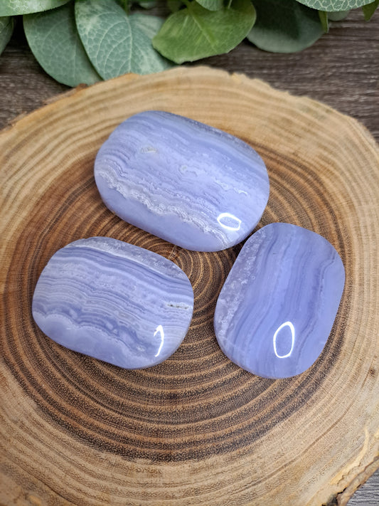 Blue Lace Agate Palm Stones