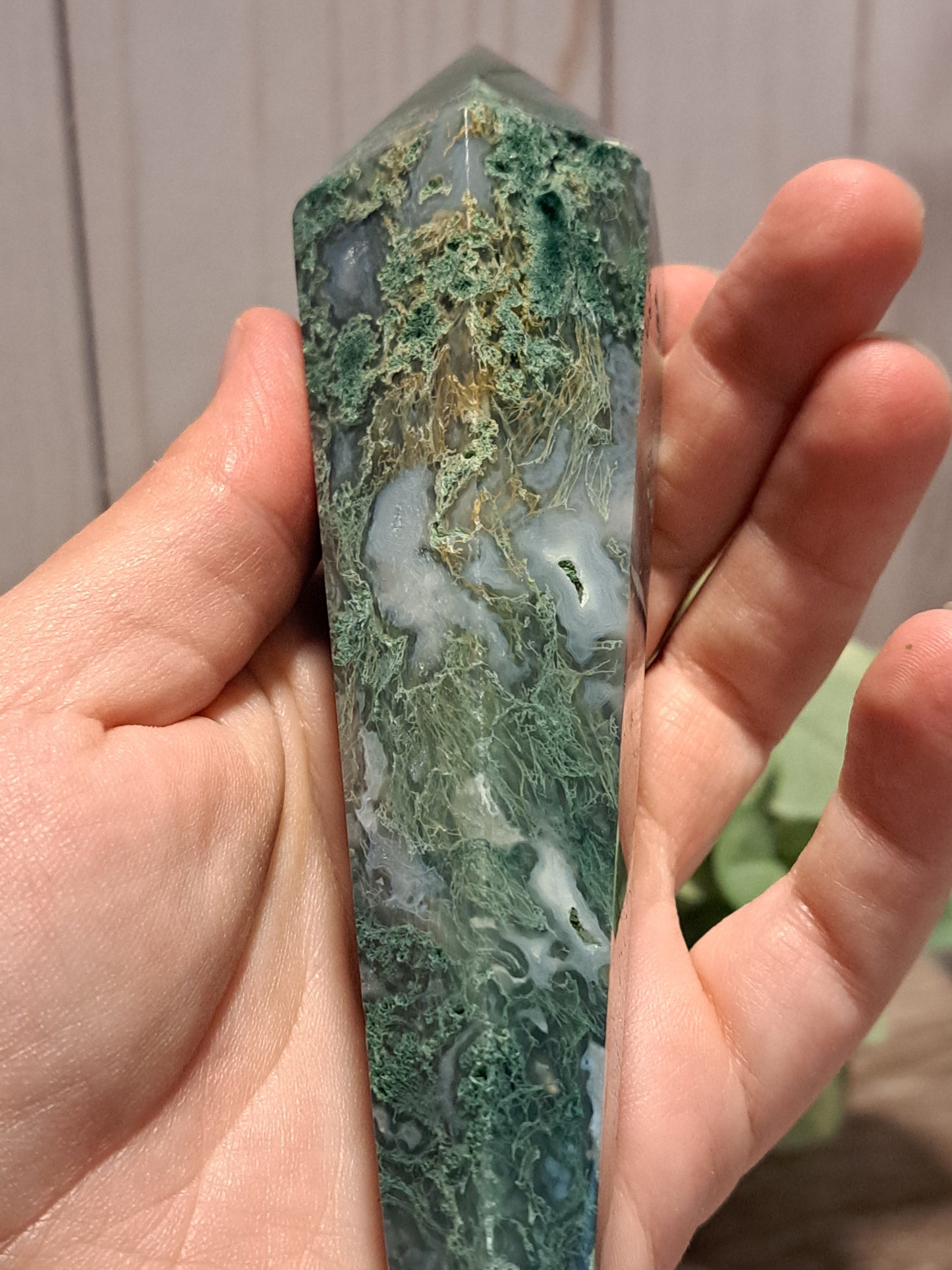 Moss Agate Wand