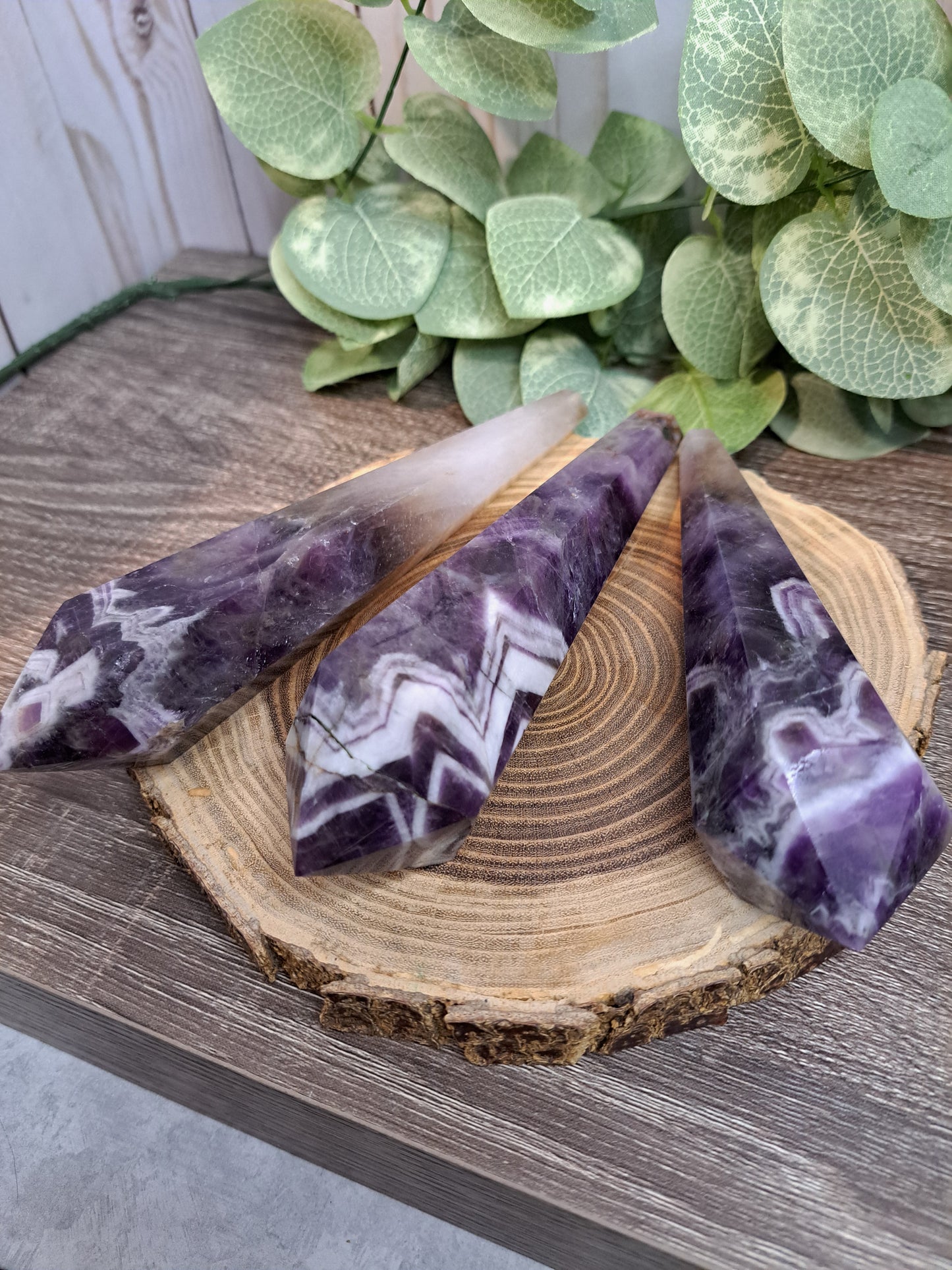 Chevron Amethyst Crystal Wands