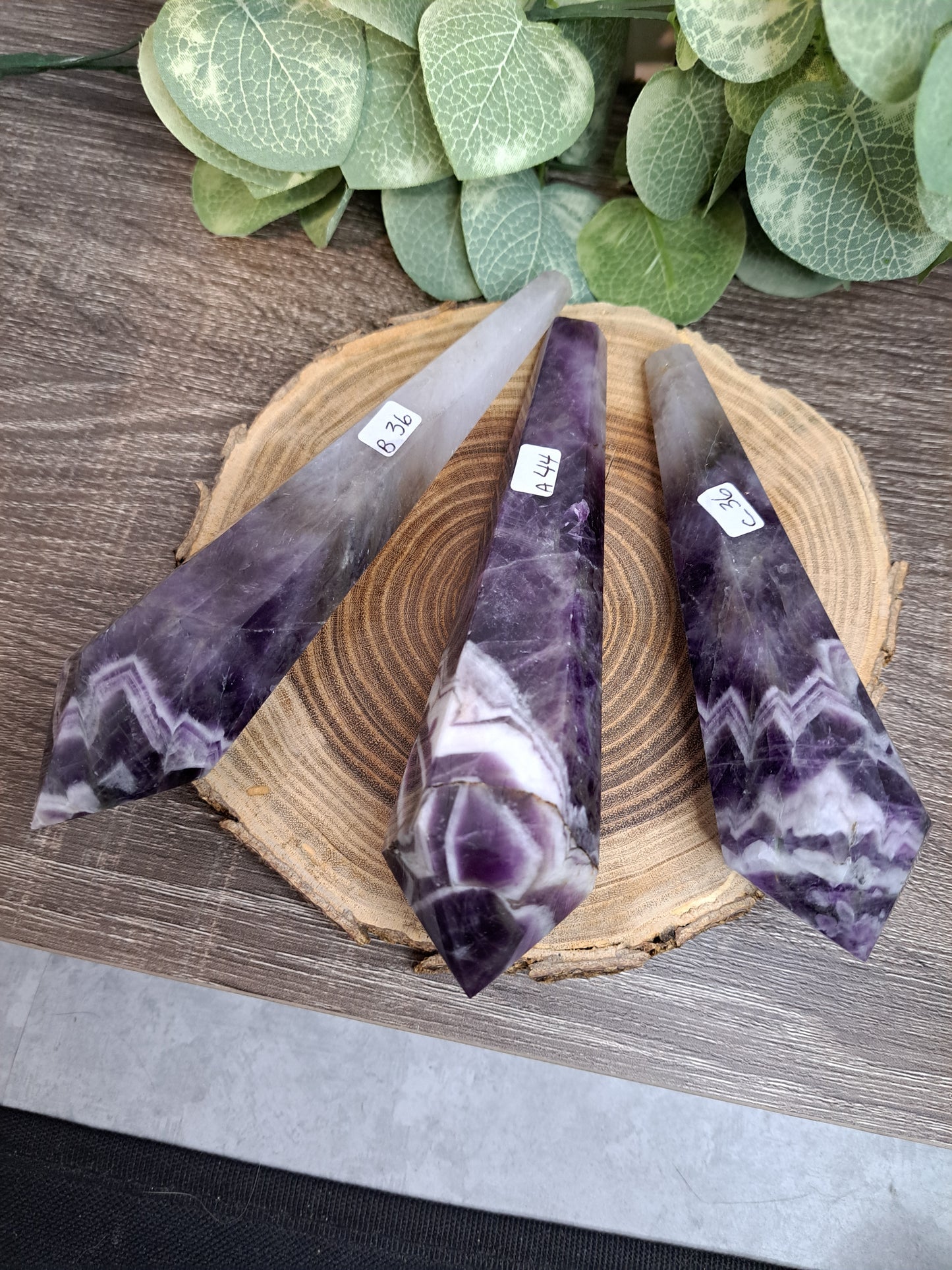 Chevron Amethyst Crystal Wands