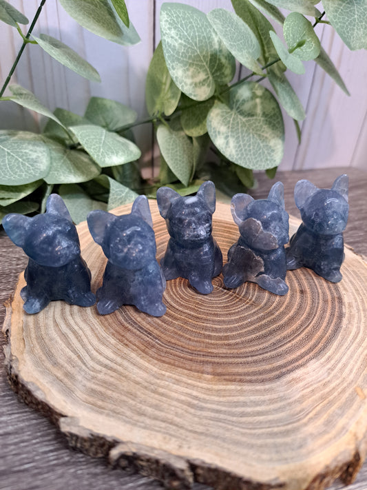 Dog Blue Fluorite Carving