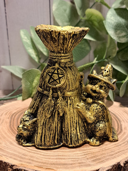 Cat with Broom Sphere Stand