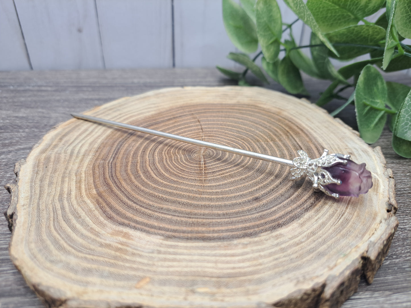 Fluorite Rose Hair Pins