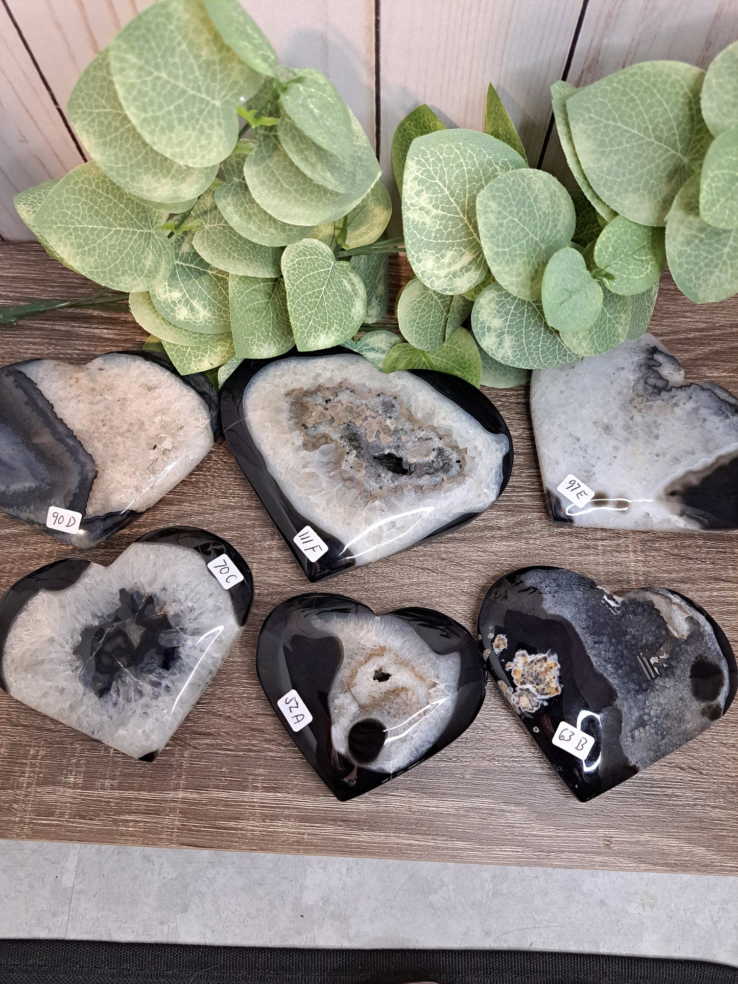 Black Agate Druzy Hearts