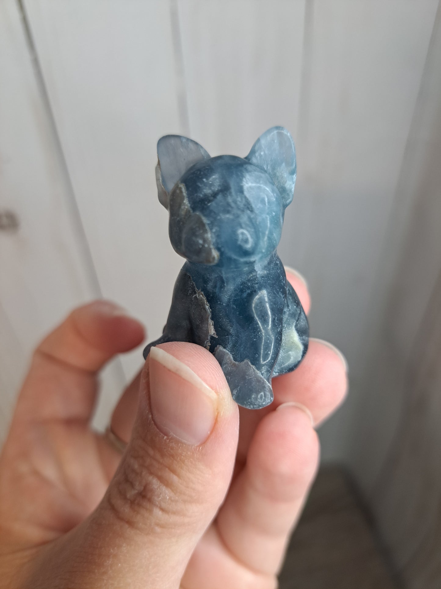 Dog Blue Fluorite Carving