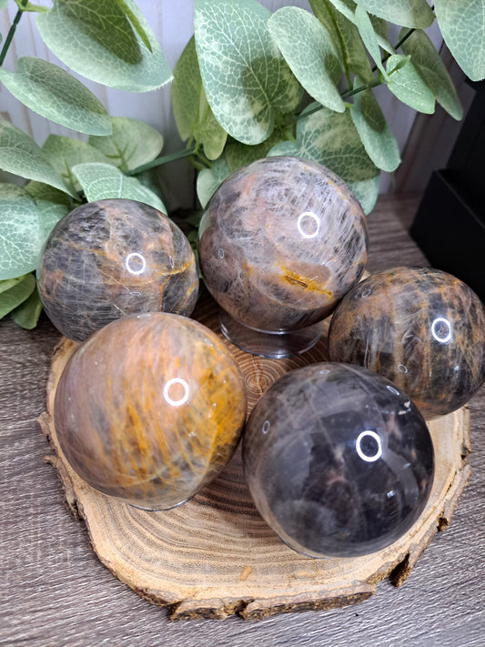 Black Moonstone Spheres