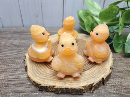 Duck Carving - Orange Calcite