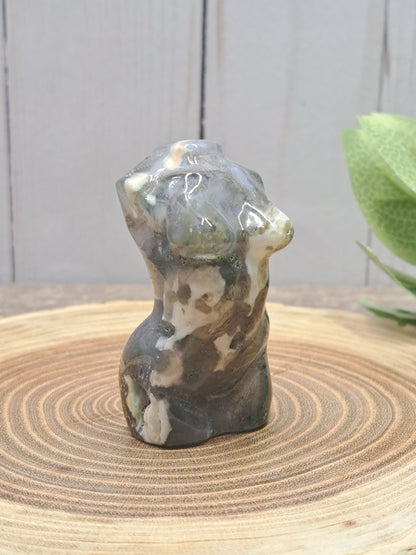 Goddess Body - Small Pyrite and Moss Agate