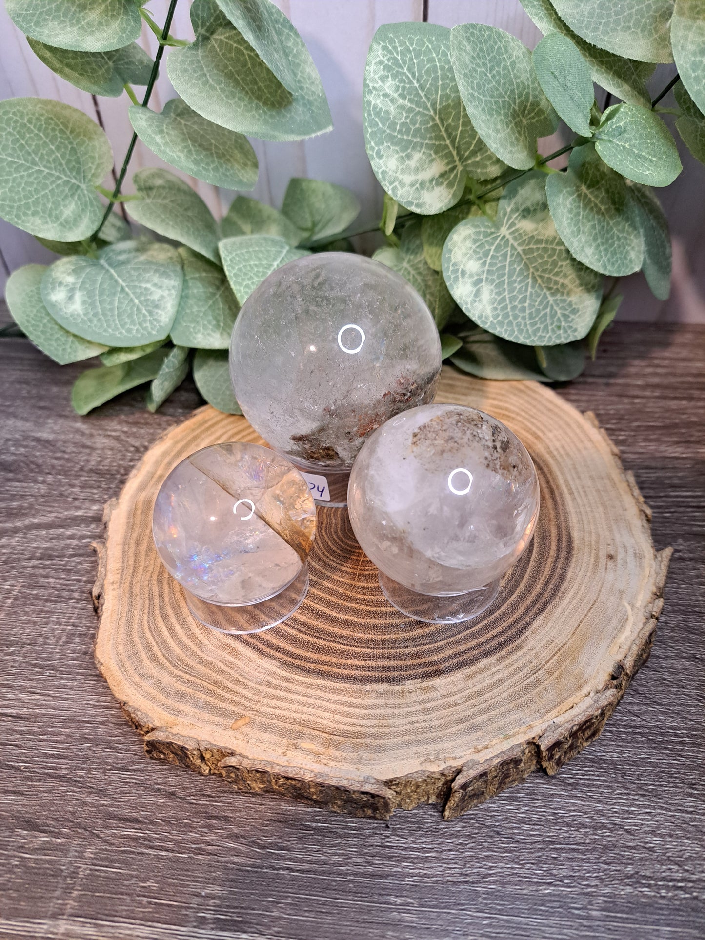 Clear Quartz Spheres with Inclusions