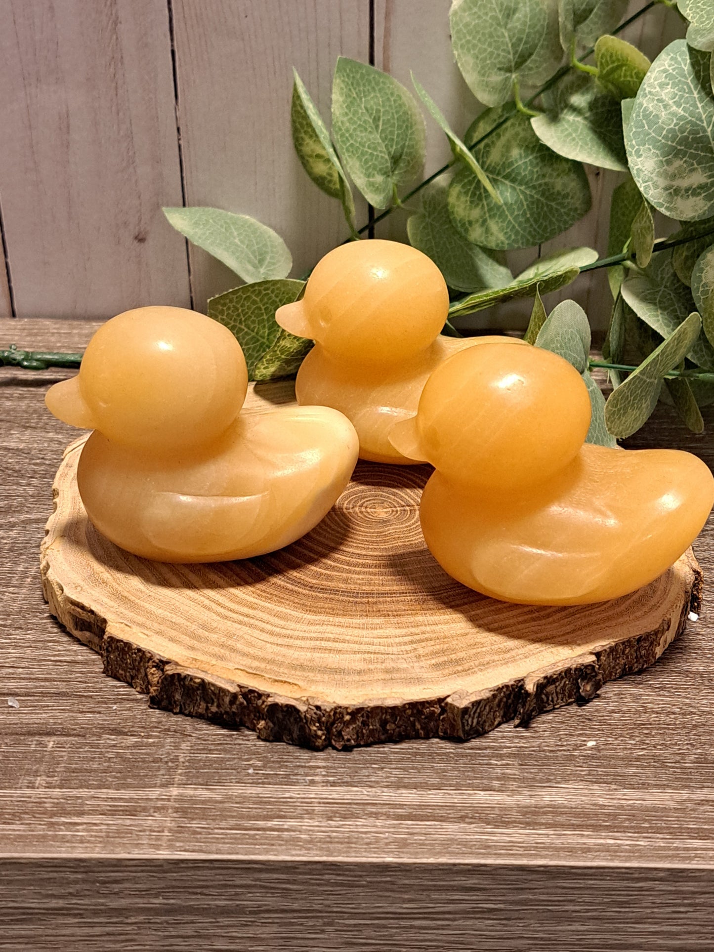 Ducks, Orange Calcite Crystal Carvings - Large