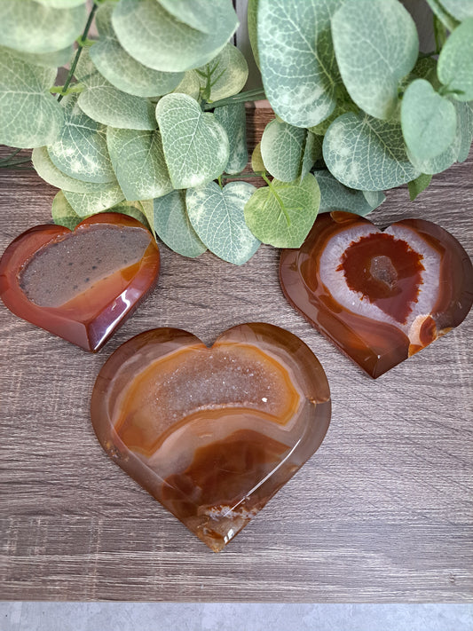 Carnelian Druzy Hearts