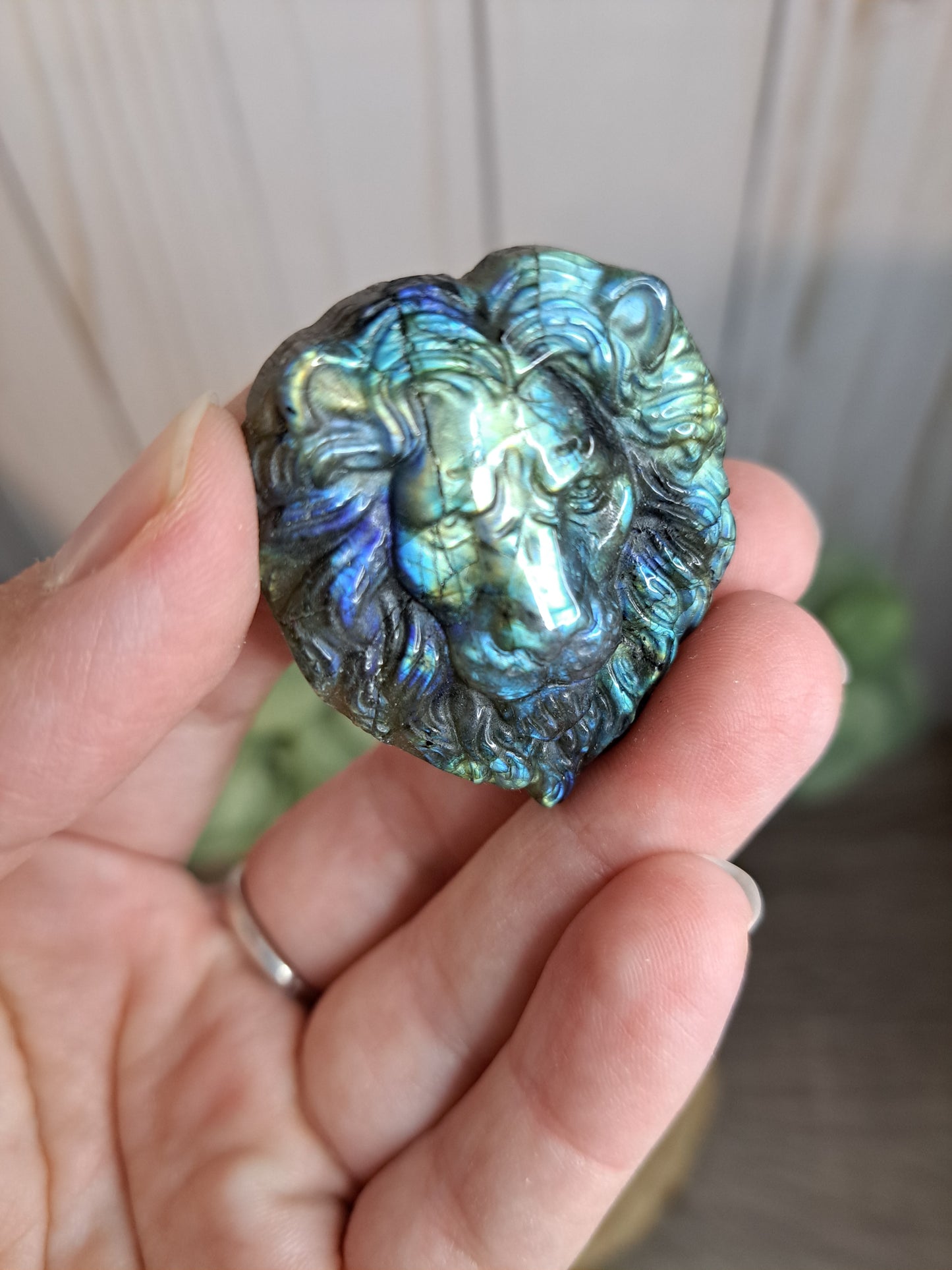 Lion & Tiger Labradorite Carving