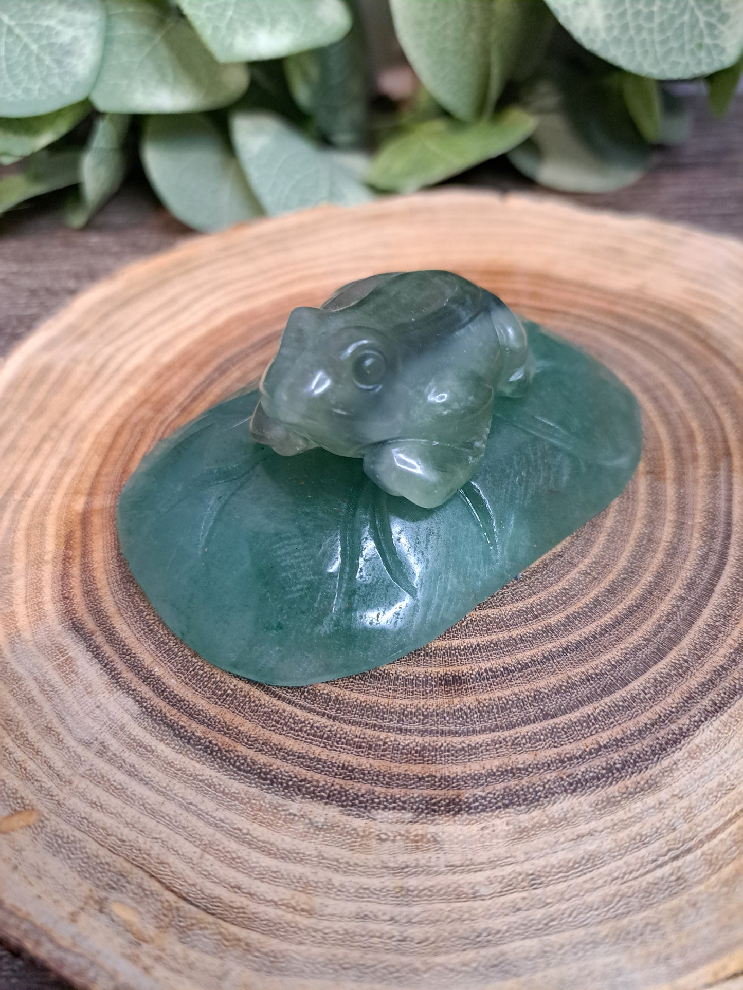 Frog Carving on Lily Pad