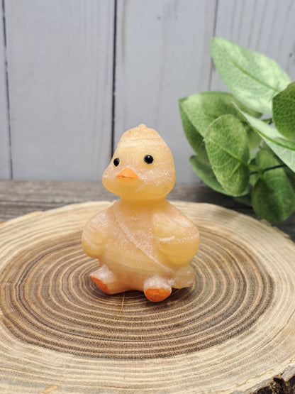 Duck Carving - Orange Calcite
