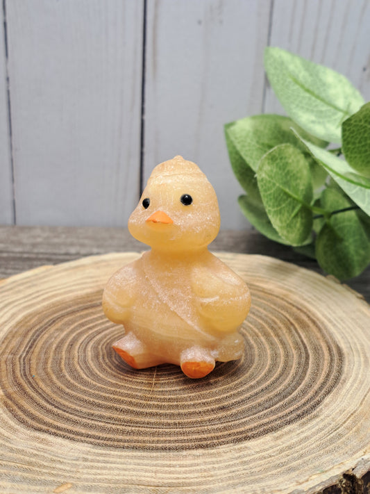 Duck Carving - Orange Calcite