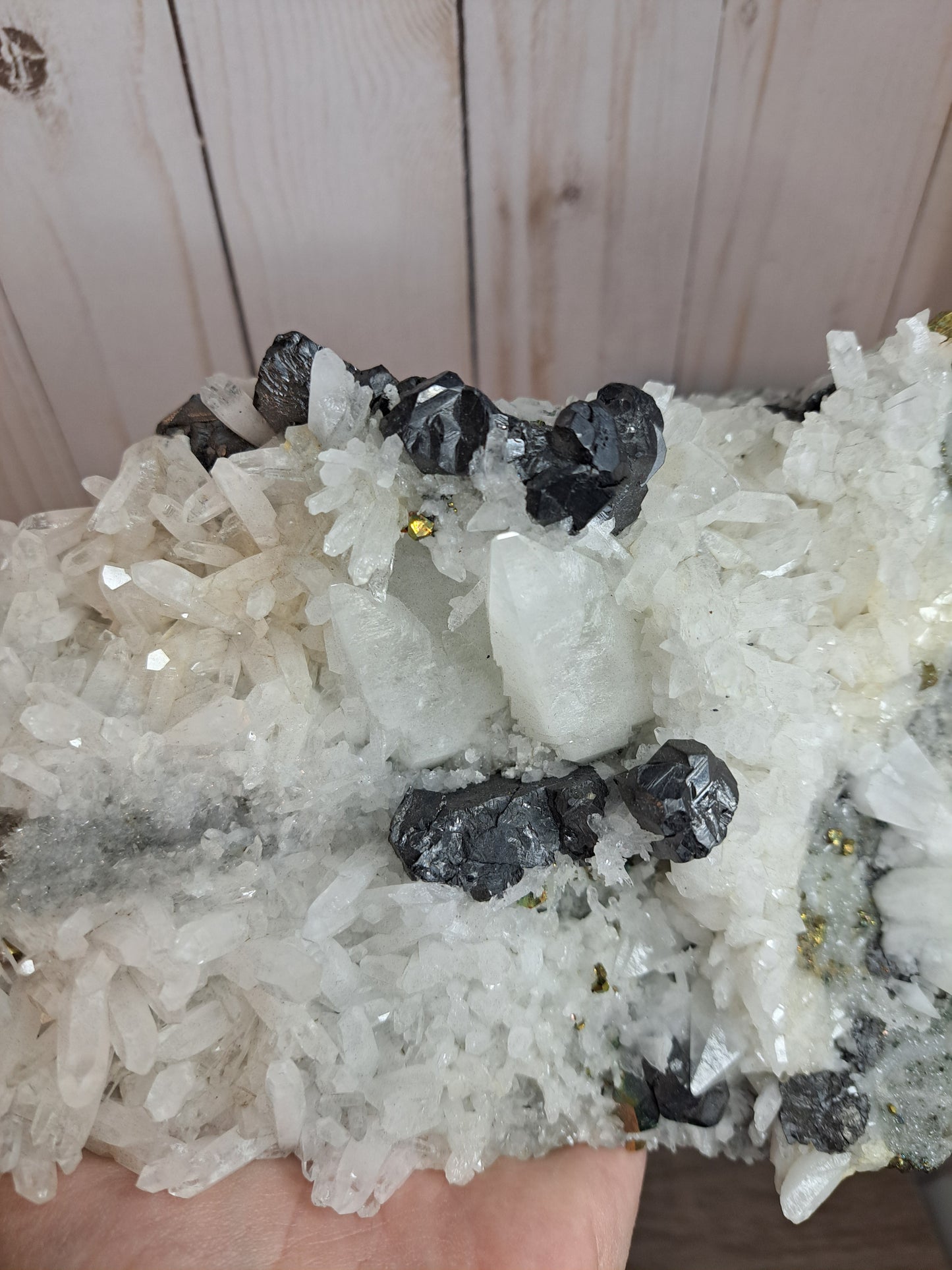 Chrysanthemum Quartz with Pyrite and other inclusions - Statement Cluster