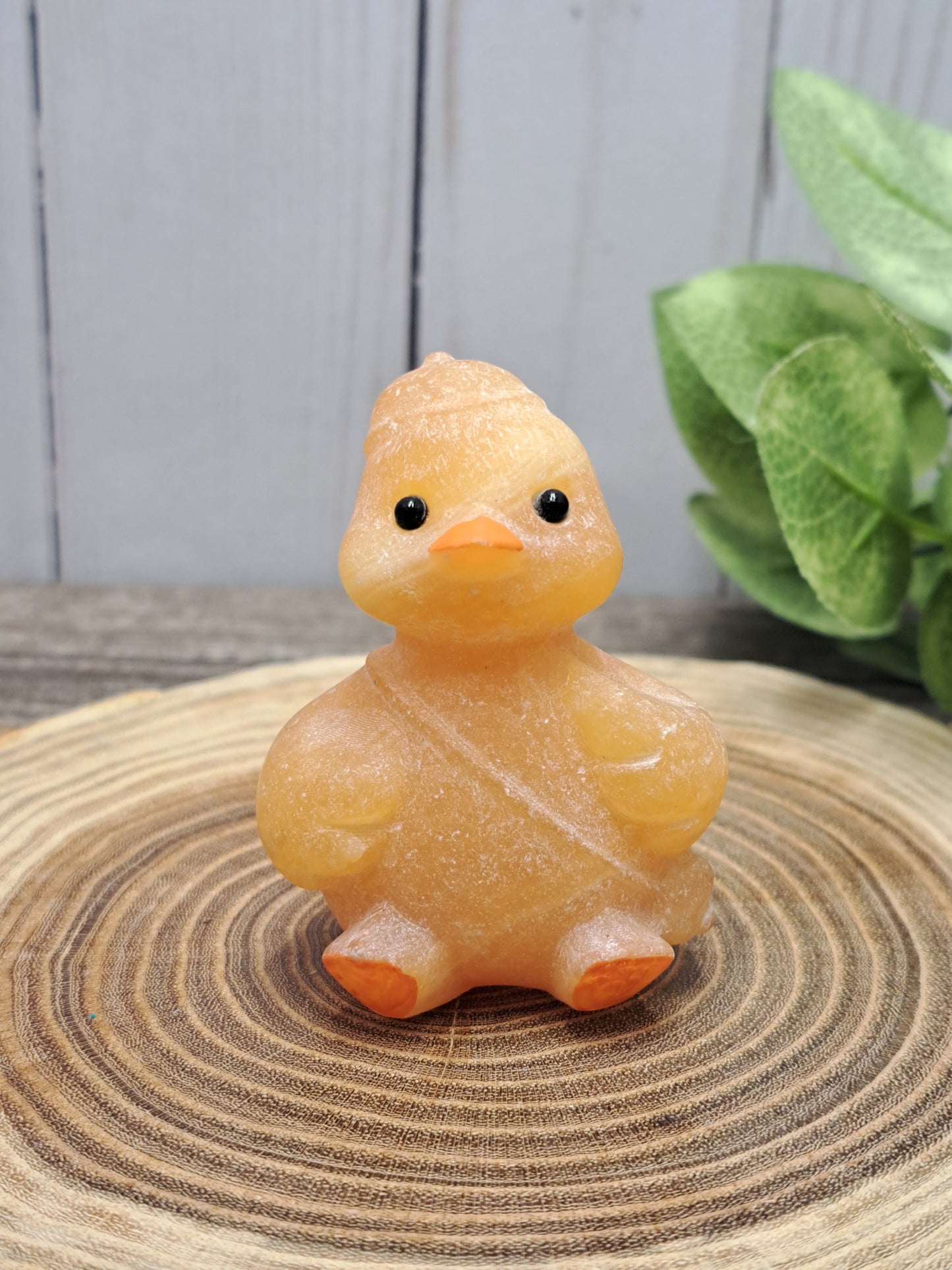 Duck Carving - Orange Calcite
