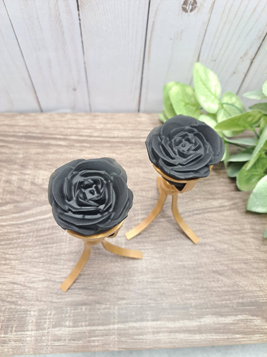 Obsidian Rose on Rotating Stand