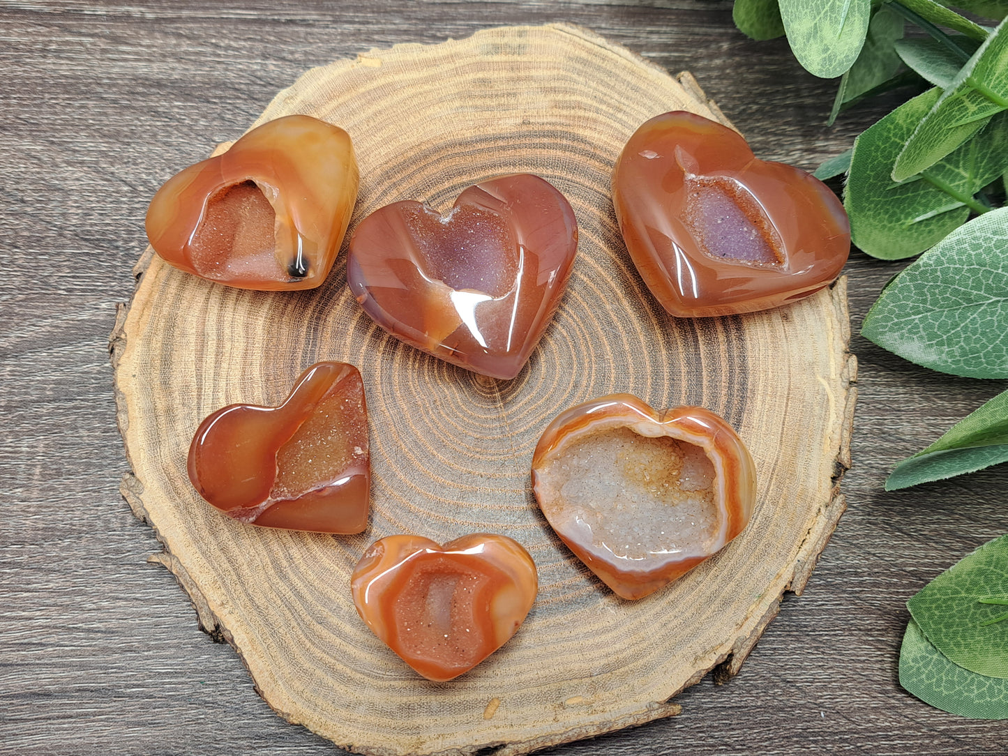 Carnelian Druzy Hearts