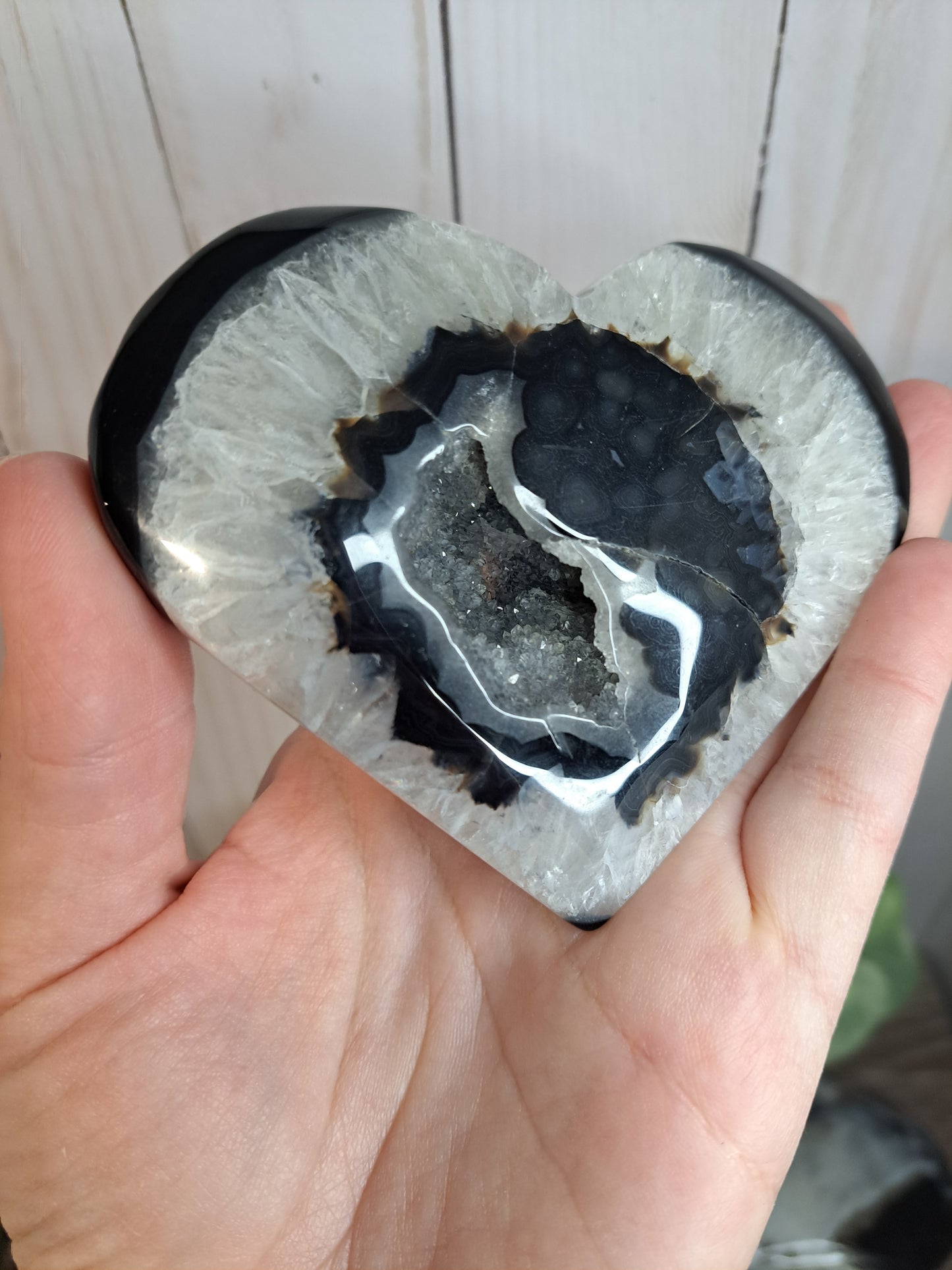 Black Agate Druzy Hearts