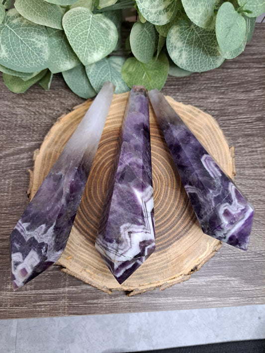 Chevron Amethyst Crystal Wands