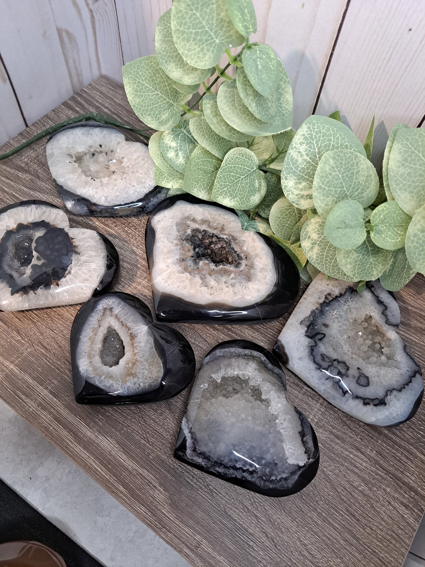 Black Agate Druzy Hearts