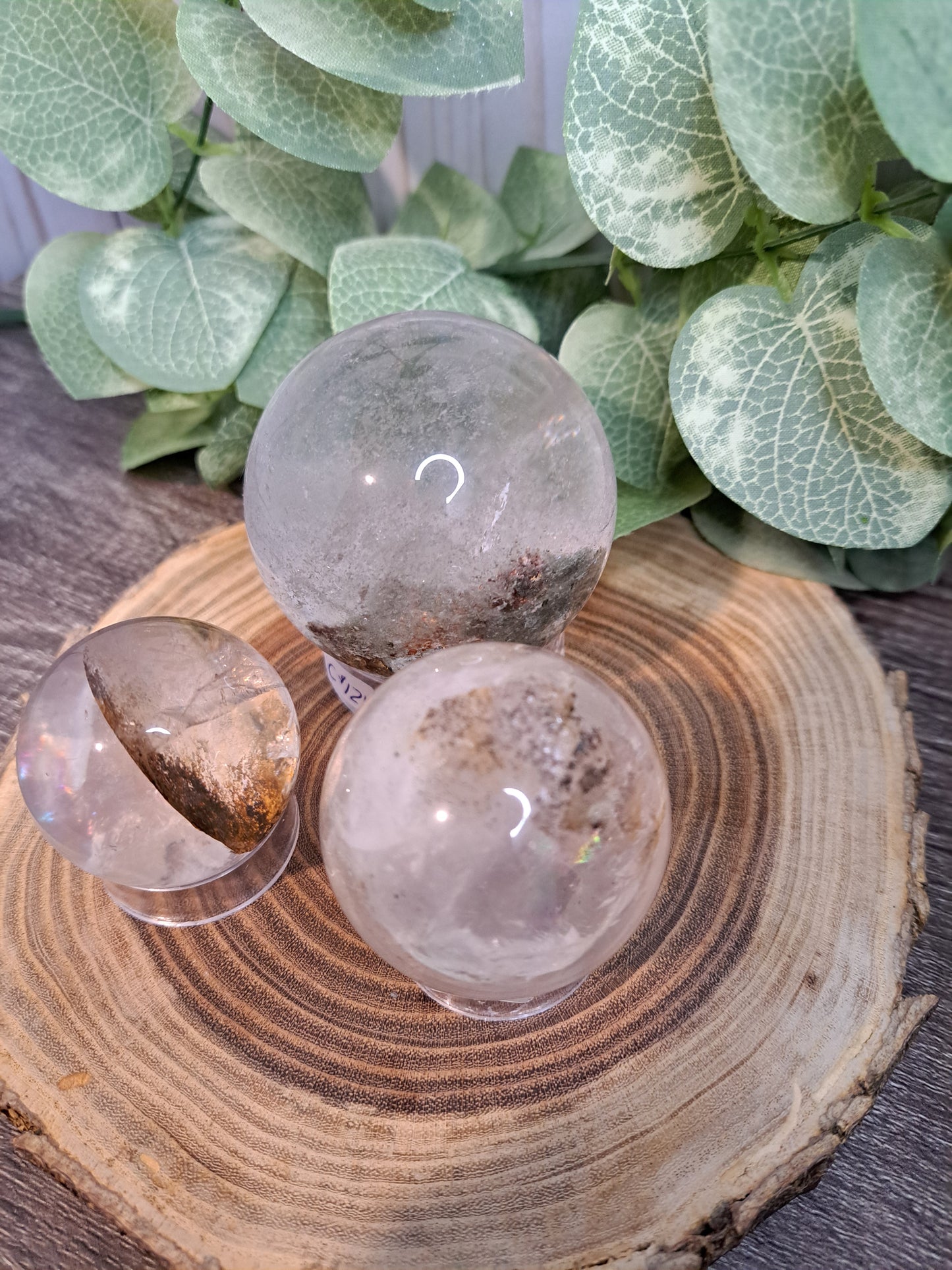 Clear Quartz Spheres with Inclusions