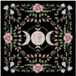 Altar Cloth - triple moon roses and other flowers (black)