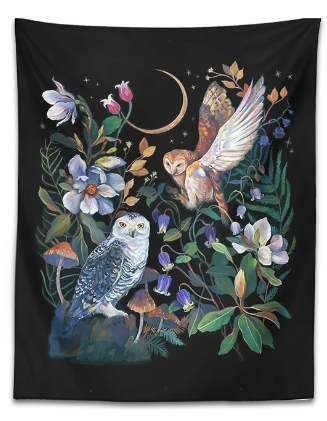 Owls Night Garden Tapestry