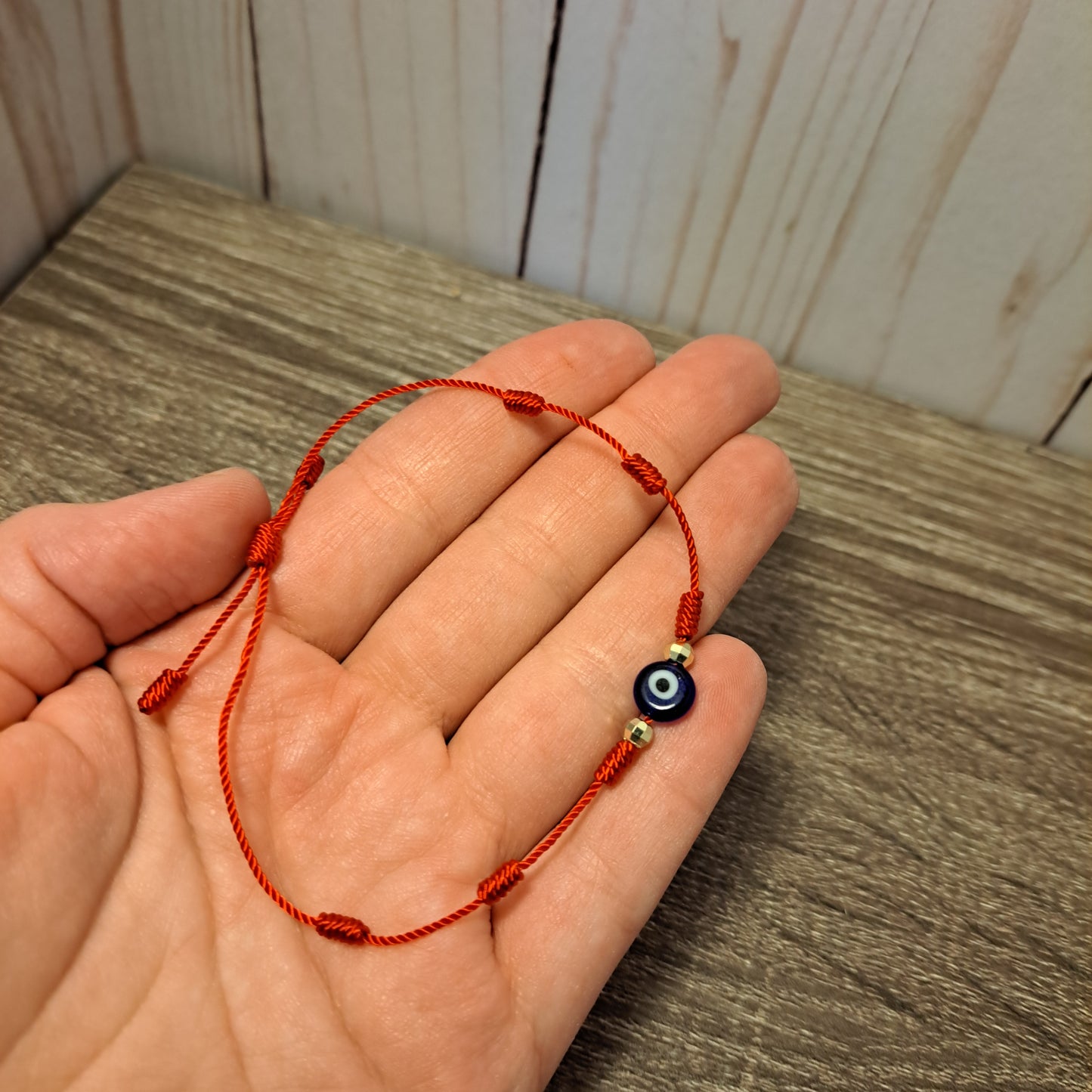 Nazar Charm, Evil Eye Protection Bracelet, 7 Knot - Red Cord