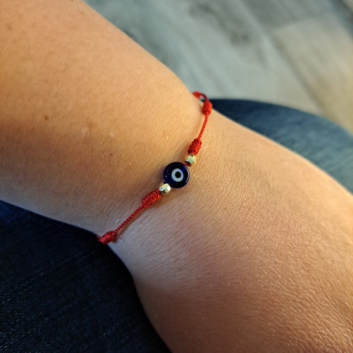 Nazar Charm, Evil Eye Protection Bracelet, 7 Knot - Red Cord