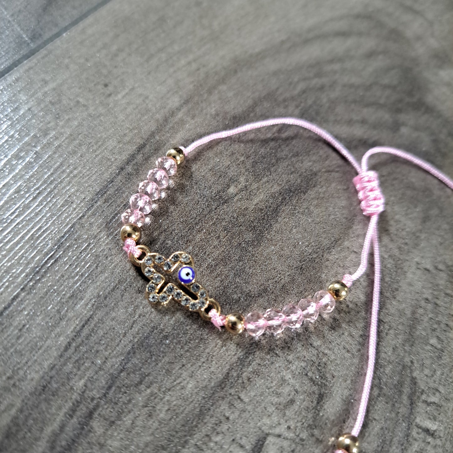 Nazar Charm, Evil Eye Protection Bracelet - pink cross