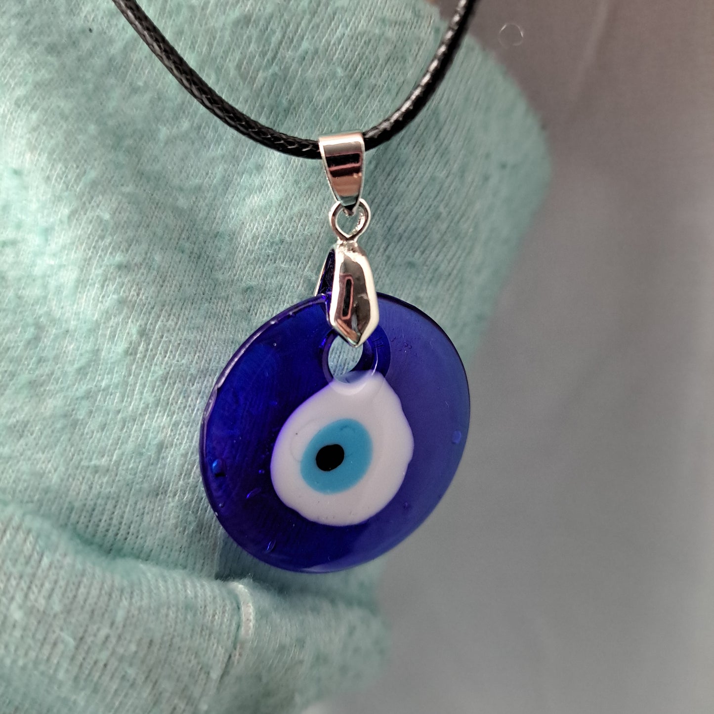 Nazar Charm, Evil Eye Protection Necklace Glass Leather Rope Chain Turkish Protact Lucky Necklace