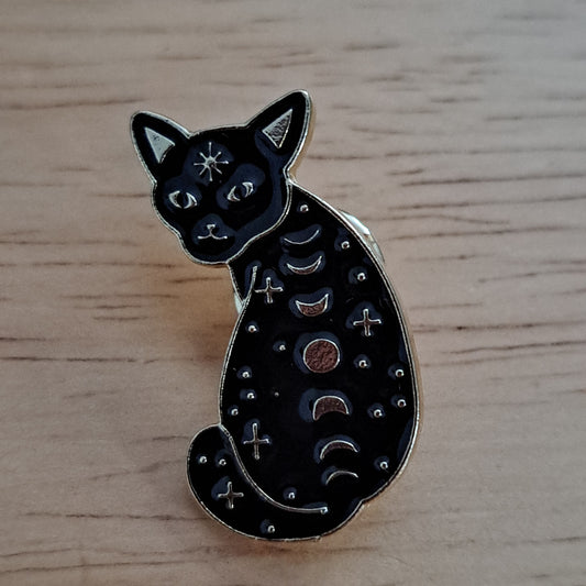 Cat with Moon Phases Pin