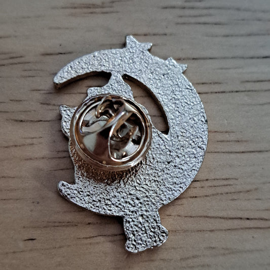 Cats on Moon Ying Yang Pin - white moon