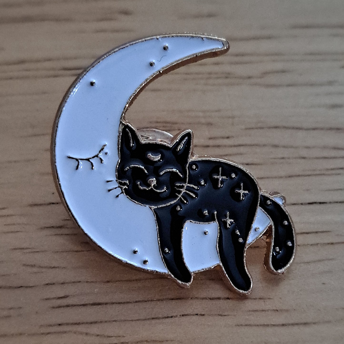 Cat Sleeping on Moon Pin