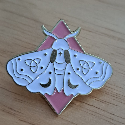 Moth with Pink Background Pin