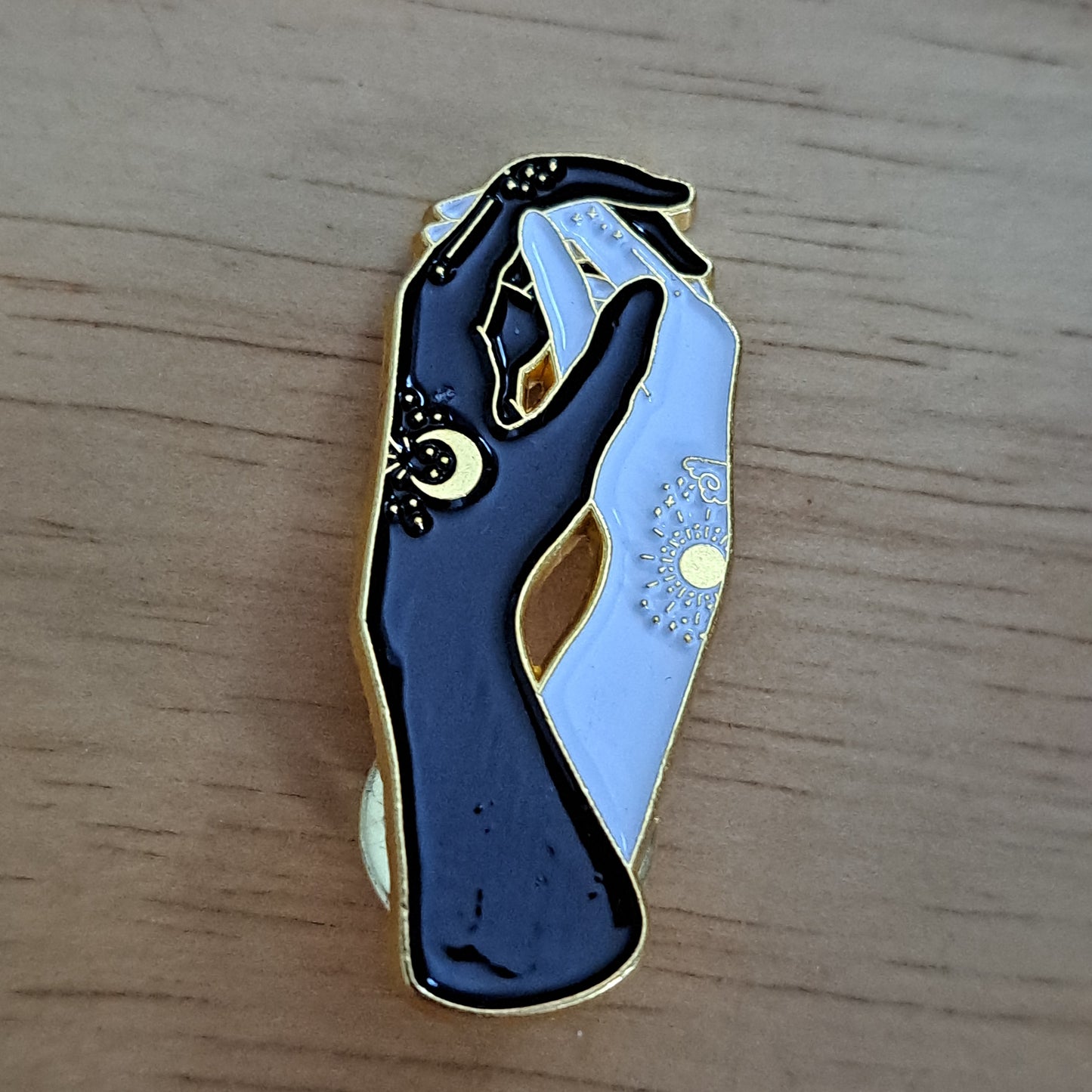 Holding Hands Ying Yang Pin