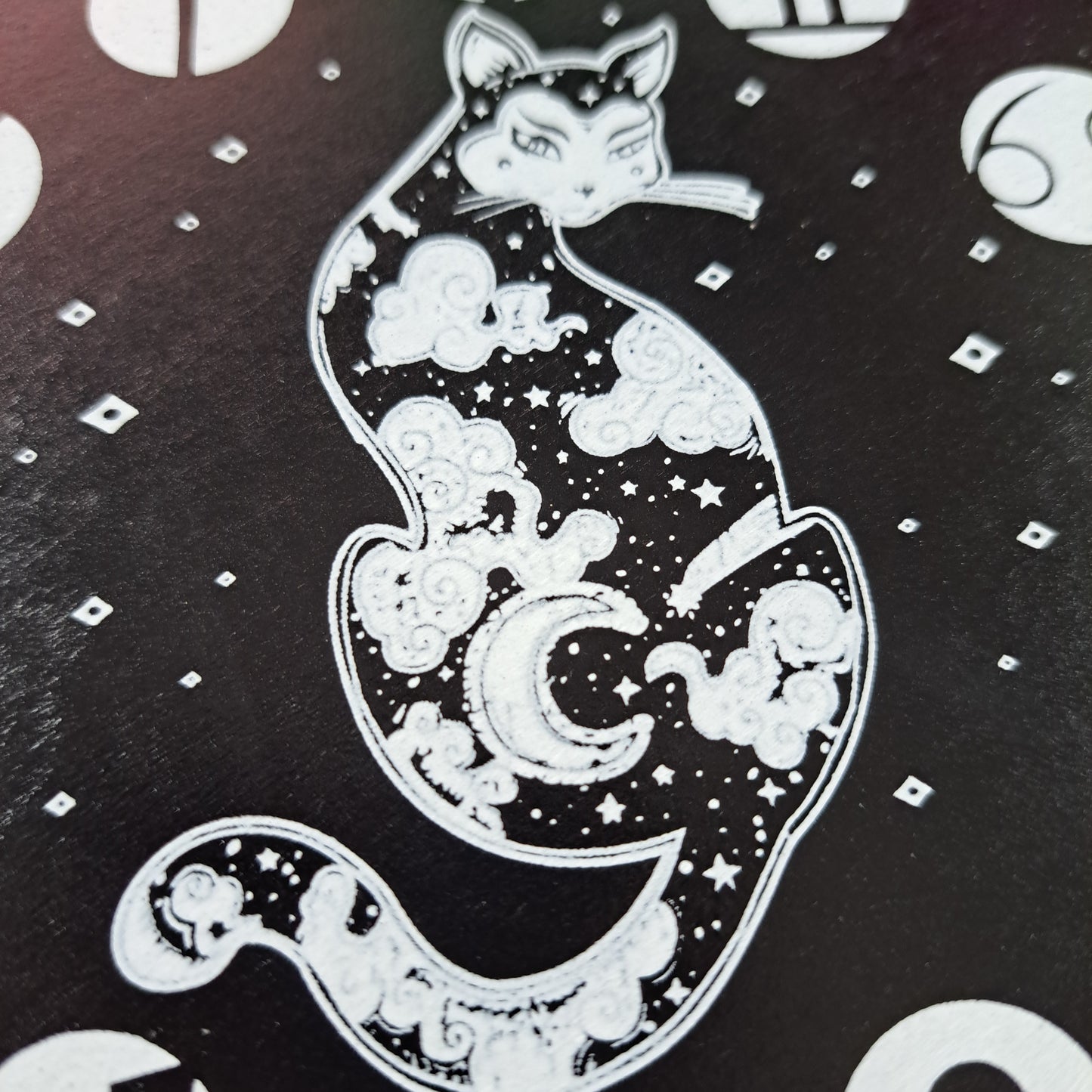 Pendulum Board - Cat Zodiac Symbols Black