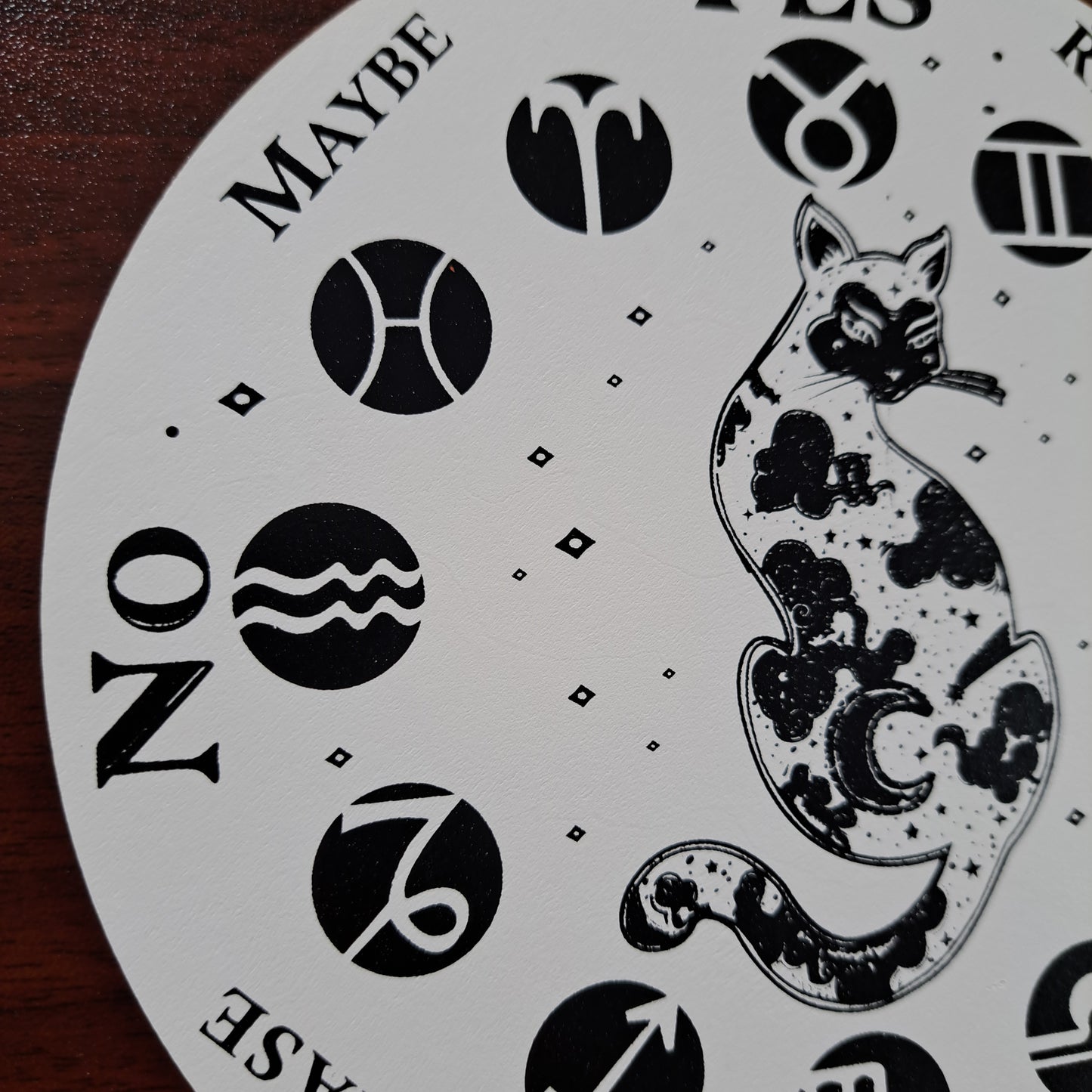 Pendulum Board - Cat Zodiac Symbols white