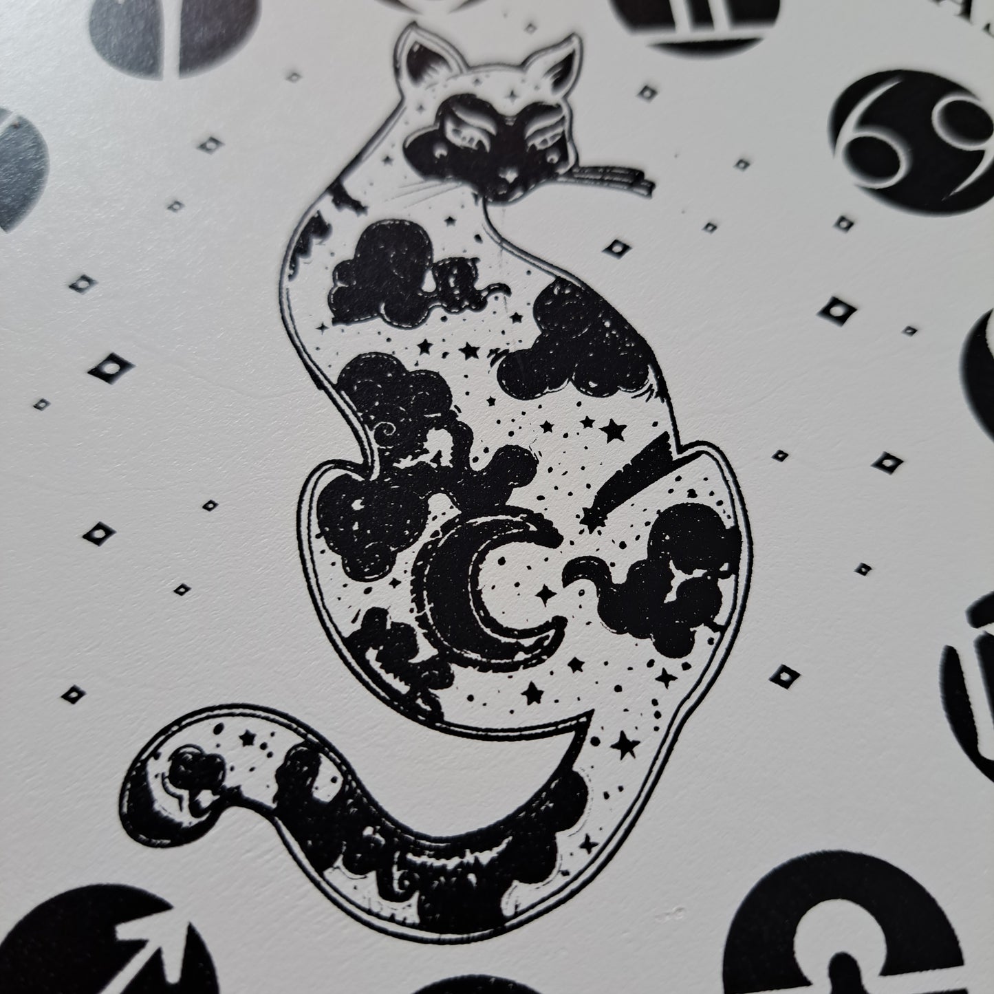 Pendulum Board - Cat Zodiac Symbols white