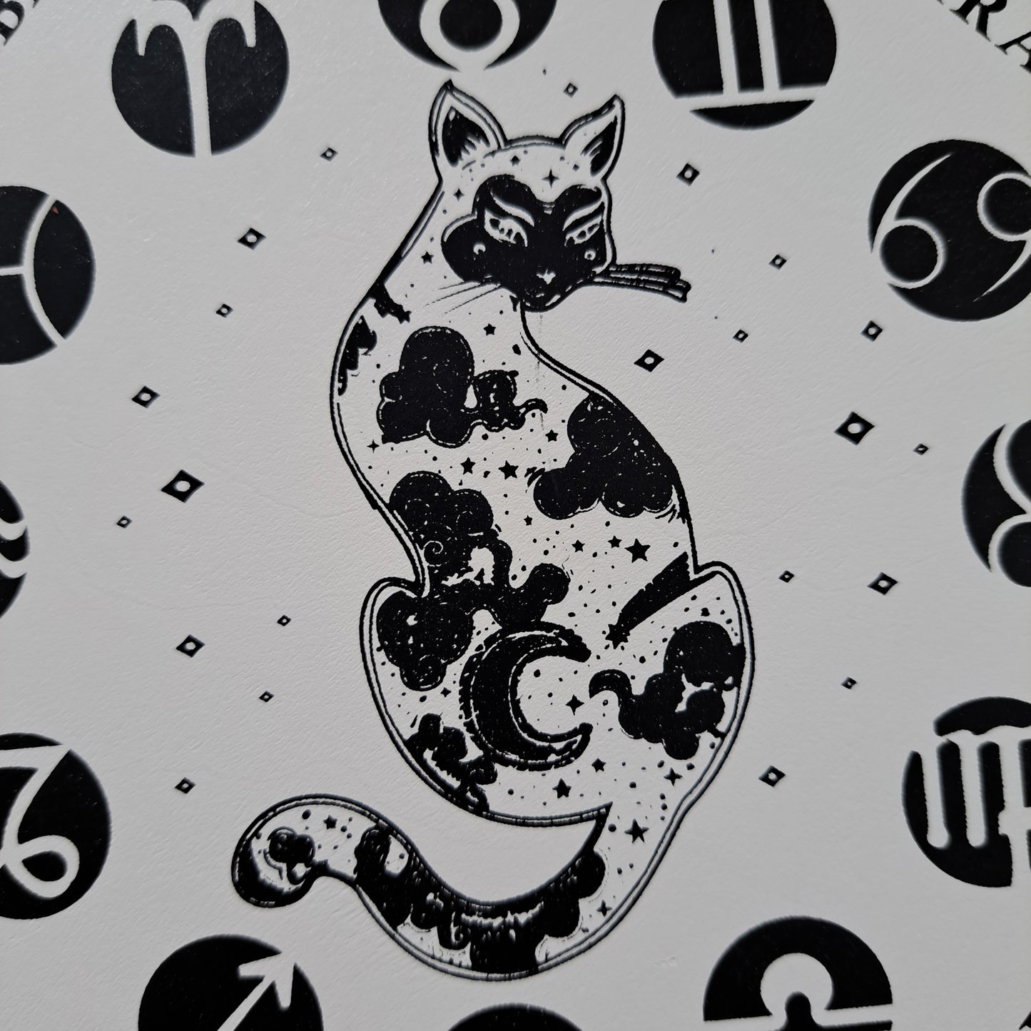 Pendulum Board - Cat Zodiac Symbols white