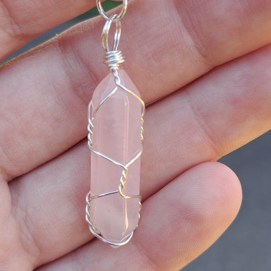 Key Chain - Wire Wrapped Rose Quartz