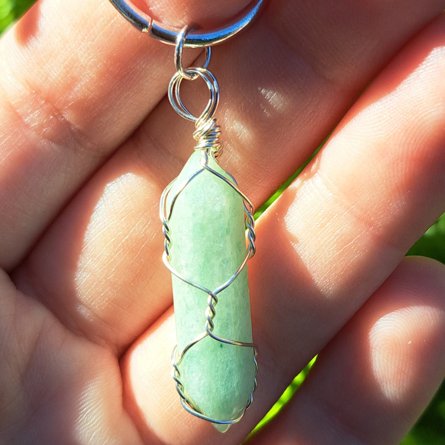 Key Chain - Wire Wrapped Green Adventurine